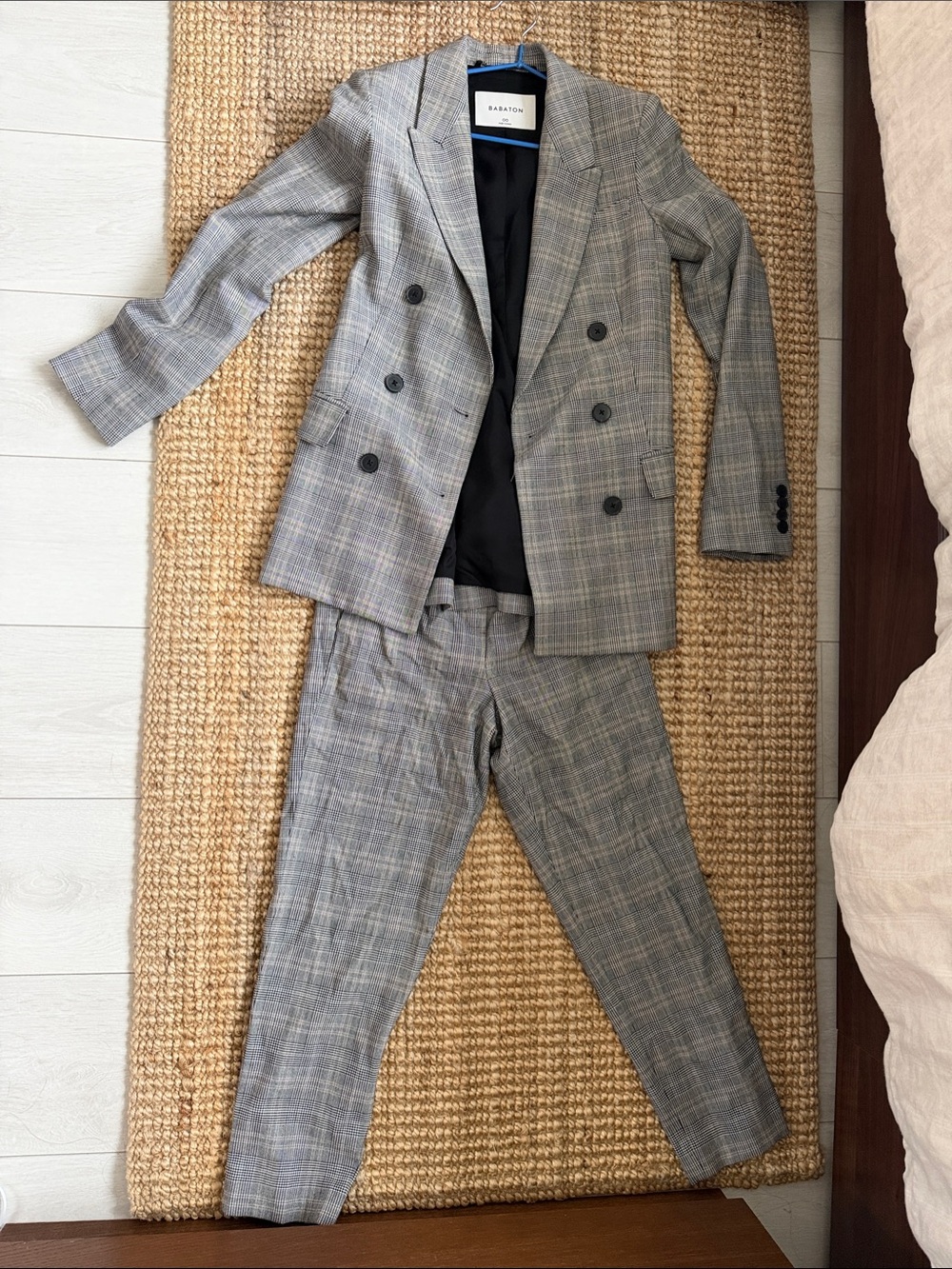 Babaton Gray Plaid Double-Breasted Suit Set